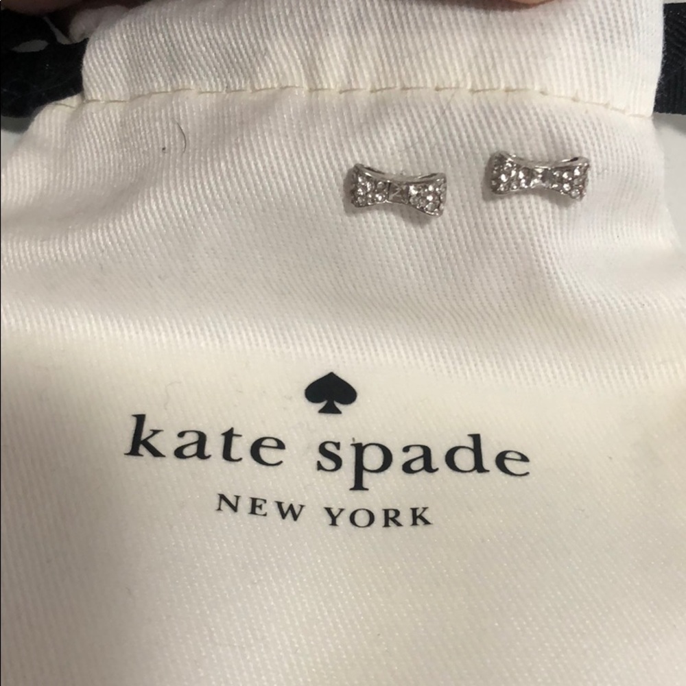 Kate Spade Silver Stoned Bow Earrings